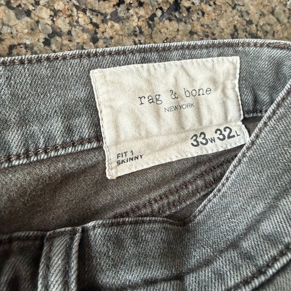 Rag and Bone Mens Jeans - Fit 1 (33x32, Washed Black/Grey)
